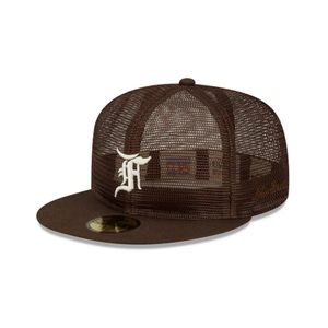 Fear Of God x New Era Brown Mesh Trucker Essential Hat FOG🔥🔥Sizes 7 3/8-7 3/4